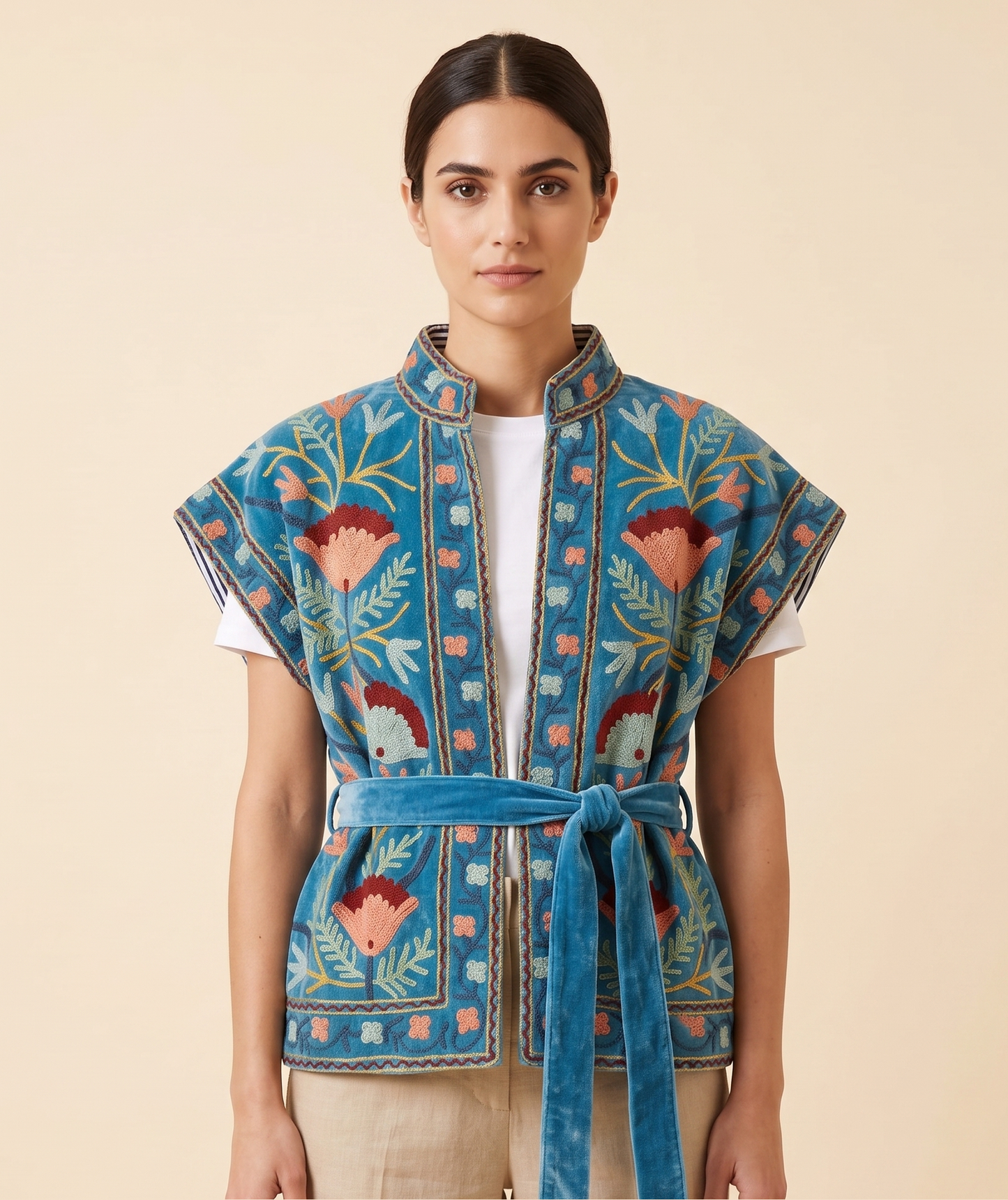 Indigo Suzani Velvet Vest