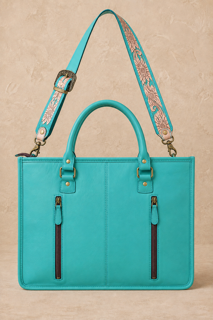 Turquesa Bordado Tote Set