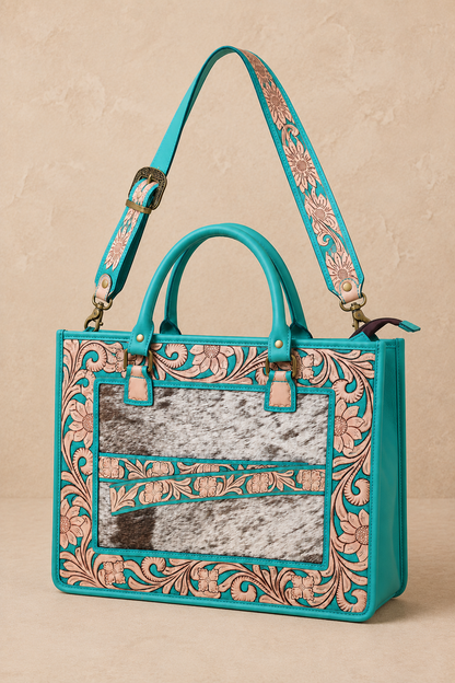 Turquesa Bordado Tote Set