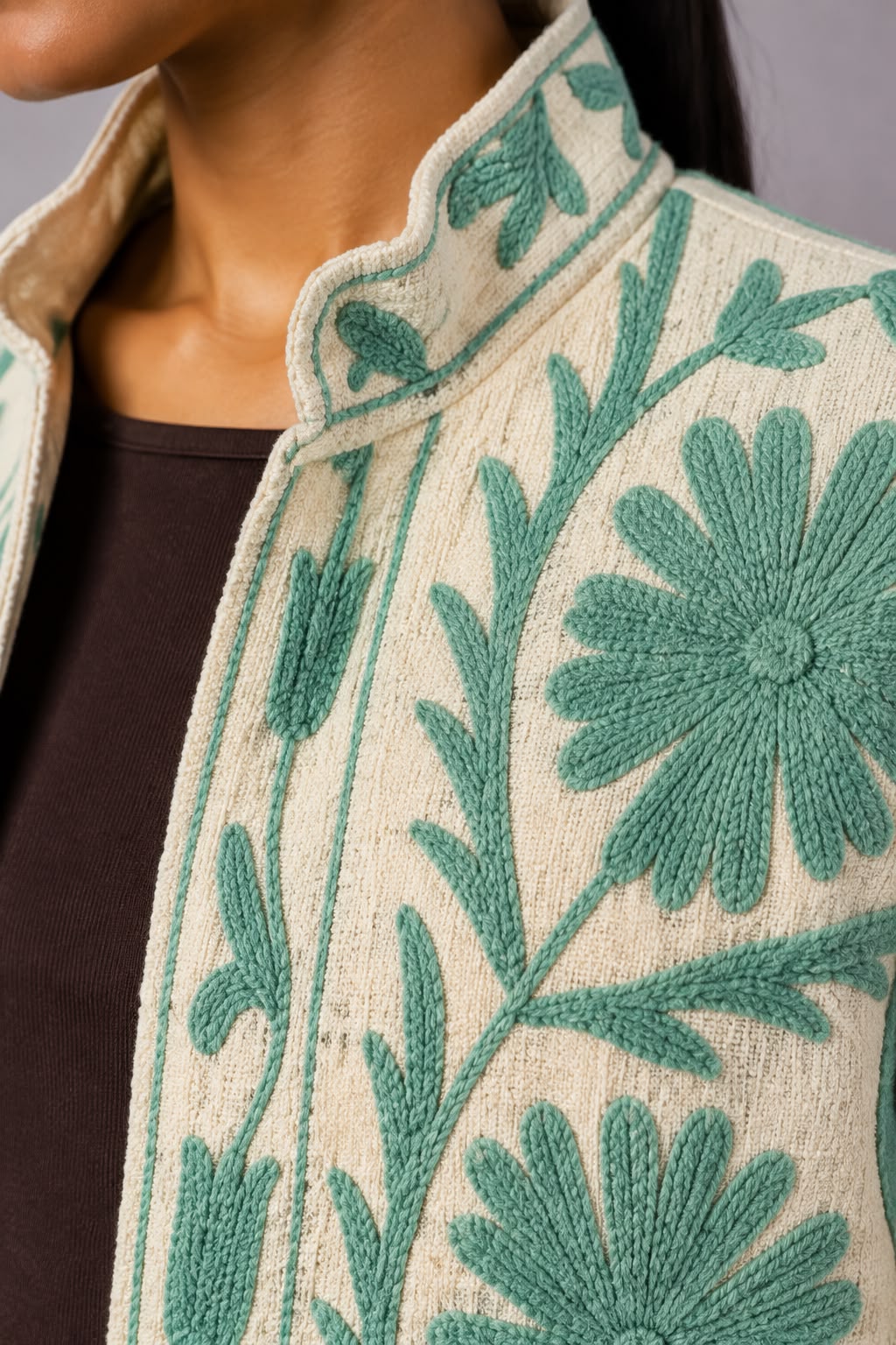 Menta Botanical Embroidered Jacket