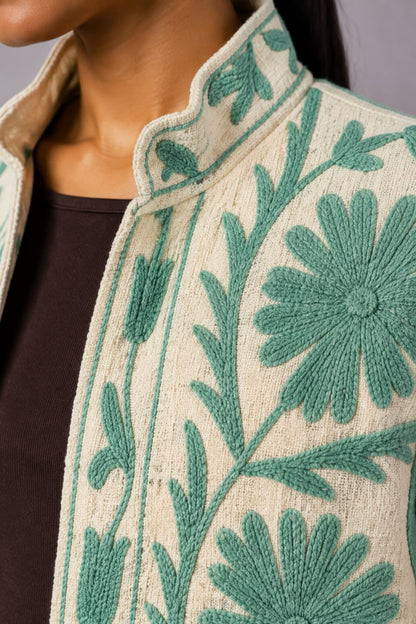 Menta Botanical Embroidered Jacket