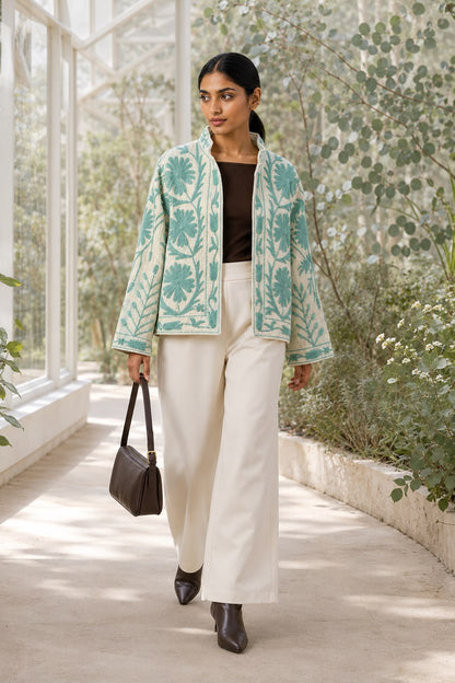 Menta Botanical Embroidered Jacket