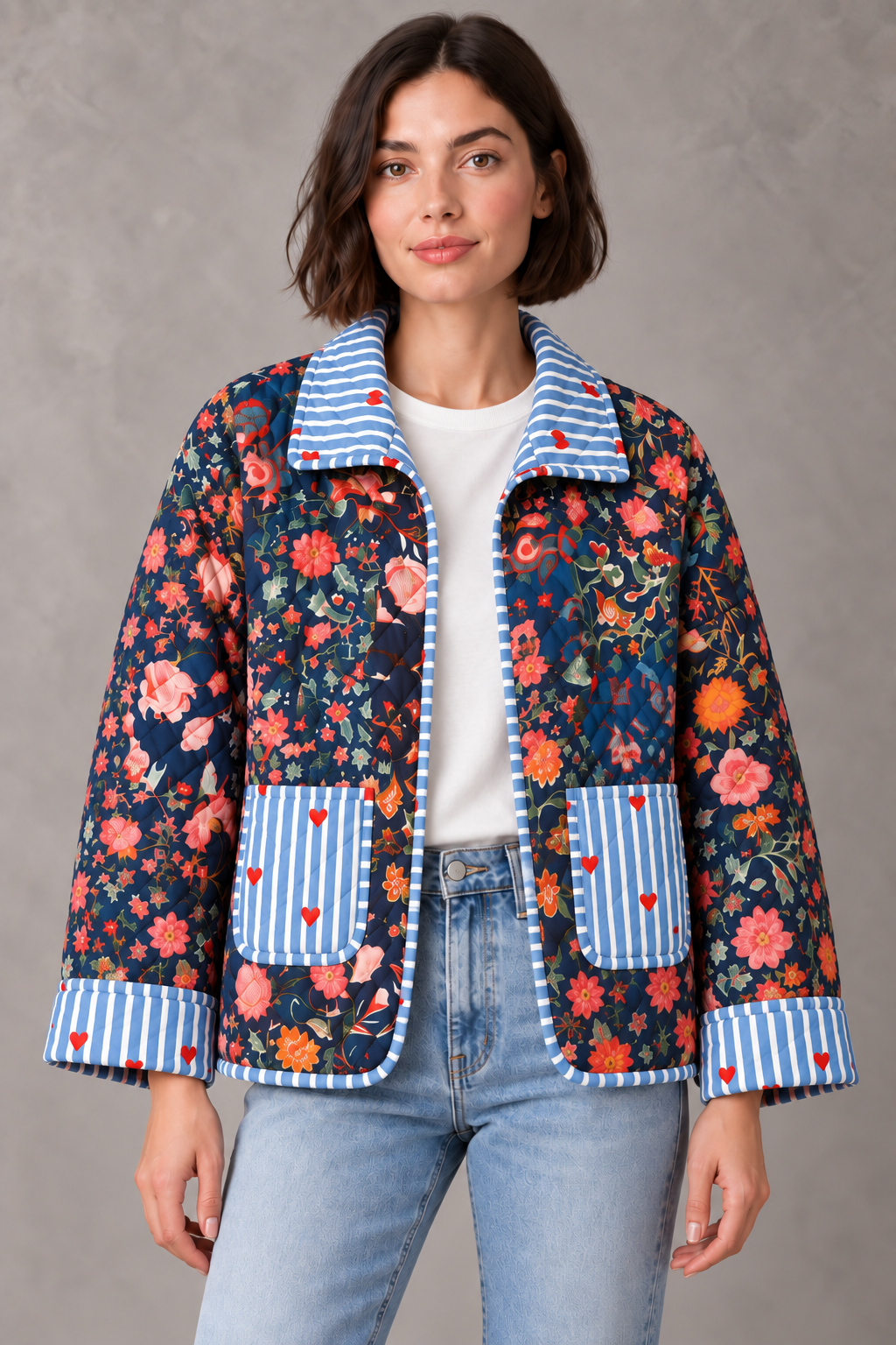 Jardín de Corazones Floral Quilted Jacket