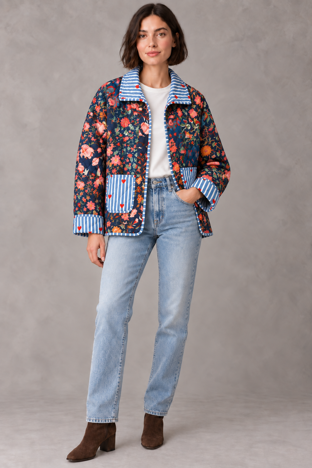 Jardín de Corazones Floral Quilted Jacket