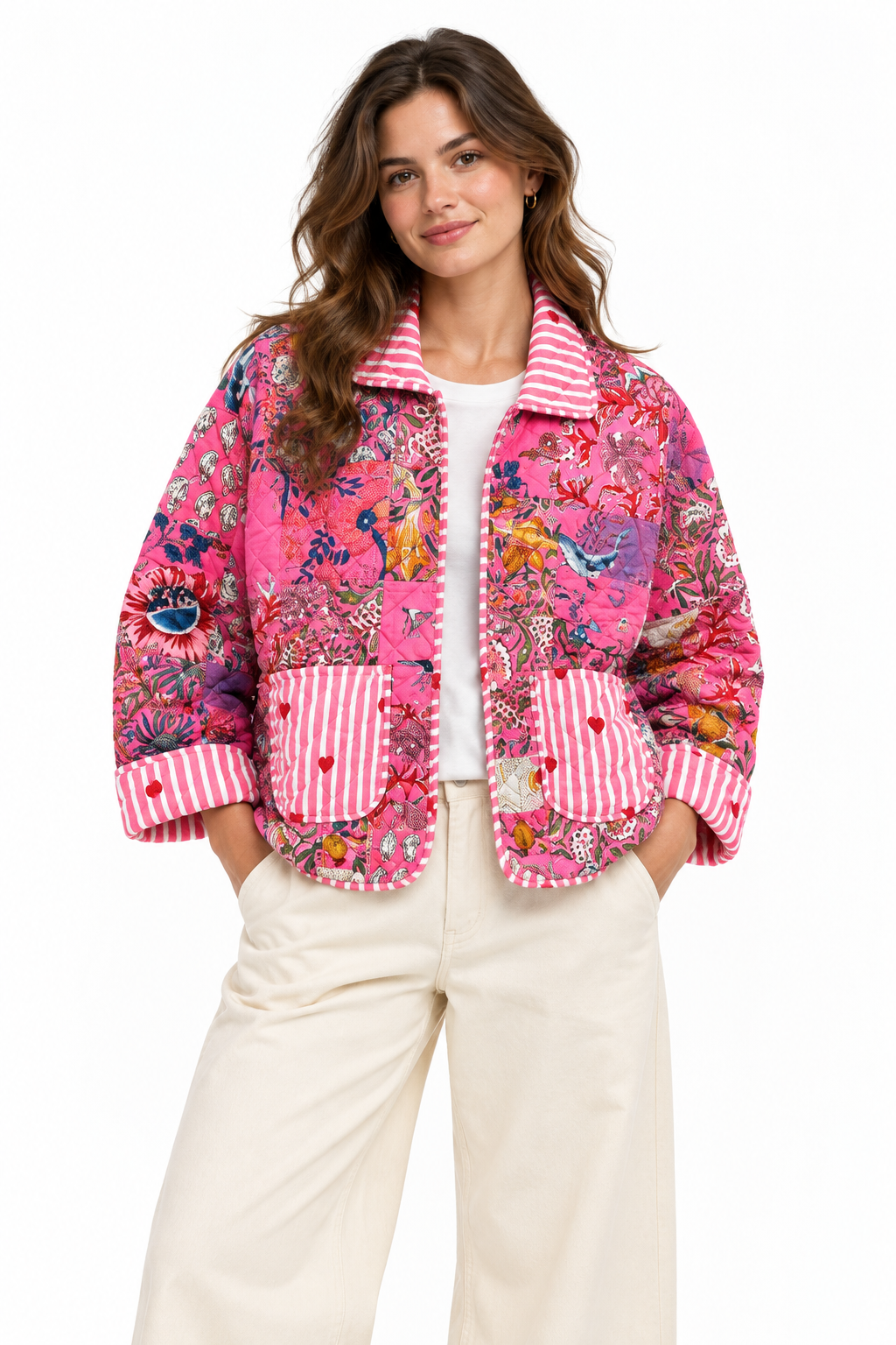 Fucsia Patchwork Quilted Jacket