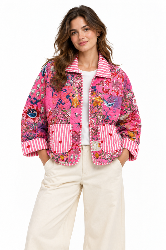 Fucsia Patchwork Quilted Jacket