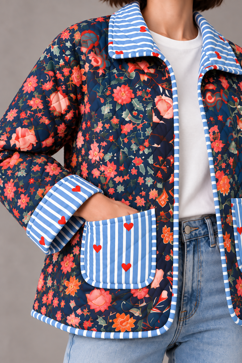 Jardín de Corazones Floral Quilted Jacket